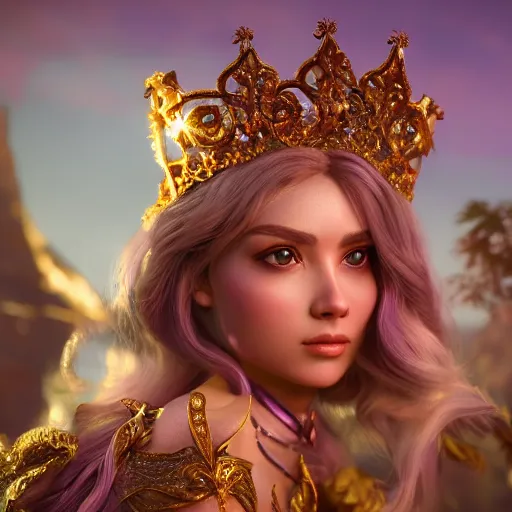 Image similar to wonderful princess of amethyst with fair skin, ornate 8 k gorgeous intricate detailed, accent lighting, dramatic light, octane render