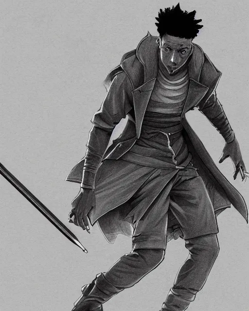 Image similar to a very detailed pencil drawing of 2 1 savage in demon slayer manga panel, action lines, greg rutkowski, in field high resolution, dynamic pose, landscape, medium portrait, action, hyper realistic, manga, koyoharu gotouge, sakuga