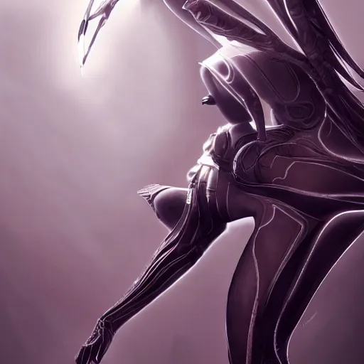 Image similar to beautiful and stunning giant prime female warframe, doing an elegant pose over you, you looking up at her from the ground pov shot, unaware of your existence, slick elegant design, sharp claws, detailed shot legs-up, highly detailed art, epic cinematic shot, realistic, professional digital art, high end digital art, DeviantArt, artstation, Furaffinity, 8k HD render, epic lighting, depth of field