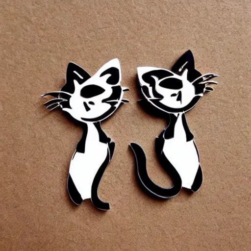 Image similar to 2d lasercut cat earrings, popular on artstation, popular on deviantart, popular on pinterest