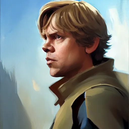 Image similar to greg manchess portrait painting of luke skywalker as overwatch character, medium shot, asymmetrical, profile picture, organic painting, sunny day, matte painting, bold shapes, hard edges, street art, trending on artstation, by huang guangjian and gil elvgren and sachin teng