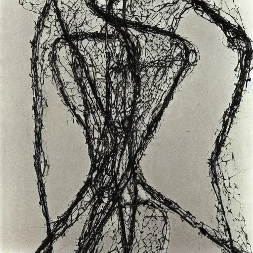 Prompt: entangled beings, alberto giacometti
