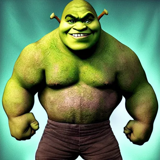 Prompt: Shrek as The Hulk