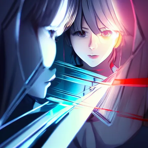 digital anime, cyborg - girl shattered mirror broken | Stable Diffusion |  OpenArt