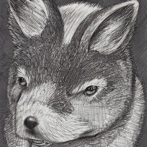 Prompt: a corgie, by kentaro Miura berserk