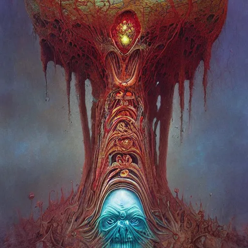 Image similar to Complex alien fractal structure, by Esao Andrews and Karol Bak and Zdzislaw Beksinski and Zdzisław Beksiński, trending on ArtStation