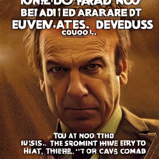 Image similar to Be not afraid be not afraid be not afraid be not afraid they are coming they are hunting they are eating they are devouring. Saul Goodman