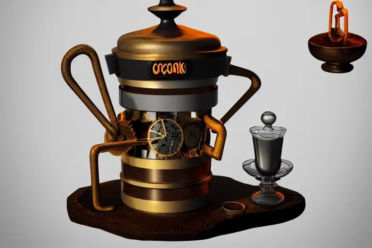 Image similar to a very detailed concept art clockwork orange samovar, trending on artstation, digital art, 4 k, hyper realistic, octane render, sharp focus