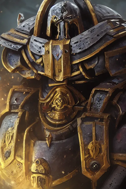 Image similar to armor portrait heros warhammer 4 0 k horus heresy fanart - the primarchs emperor by johannes helgeson animated with vfx concept artist & illustrator global illumination ray tracing hdr fanart arstation zbrush central hardmesh 8 k octane renderer comics stylized