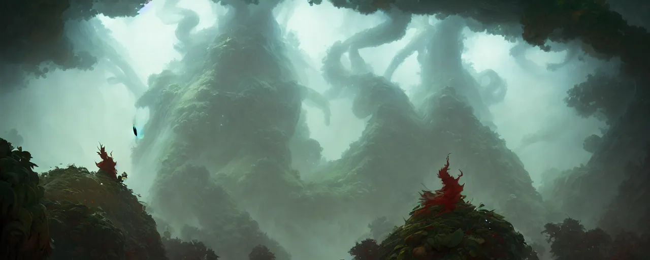 Image similar to cloud forest guardian by peter mohrbacher and craig mullins and james jean and marc simonetti and mark rothko