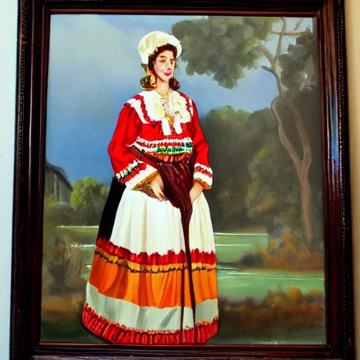 Prompt: a painting of traditional portuguese dress