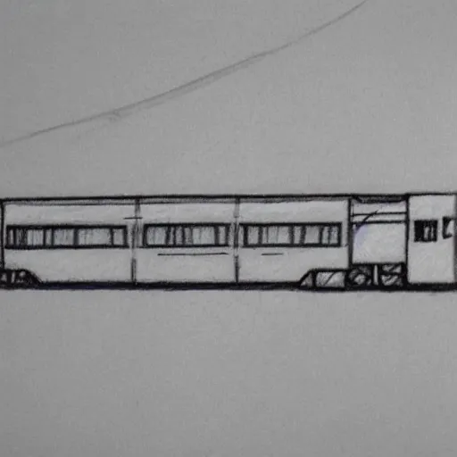 Prompt: train drawing a picture of itself with a pencil