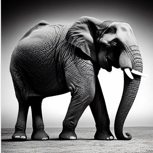 Prompt: Creature with the body of an elephant and the head of a human, National Geographic photograph