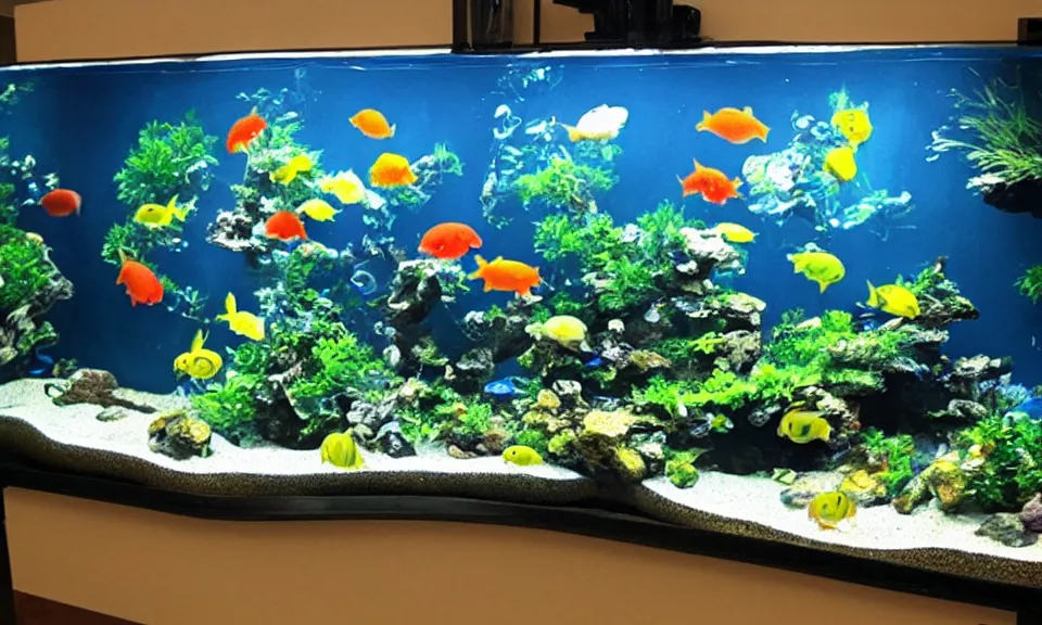 Image similar to a beautiful painting of an aquarium full of fish