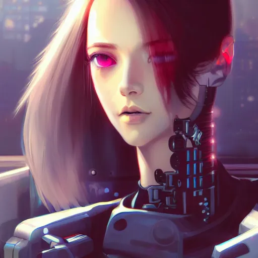 Prompt: A cyberpunk cyborg girl with big and cute eyes, fine-face, realistic shaded perfect face, fine details. Very anime. Realistic shaded lighting poster by Ilya Kuvshinov katsuhiro, magali villeneuve, artgerm, Jeremy Lipkin and Michael Garmash, Rob Rey and Kentarõ Miura style, trending on art station