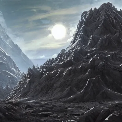 Prompt: a massive terraforming machine used to move mountains. concept art. very high quality. hd.