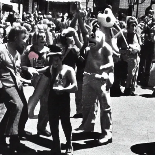 Image similar to a colorized photo of spyro at the stonewall uprising ( 1 9 6 9 )