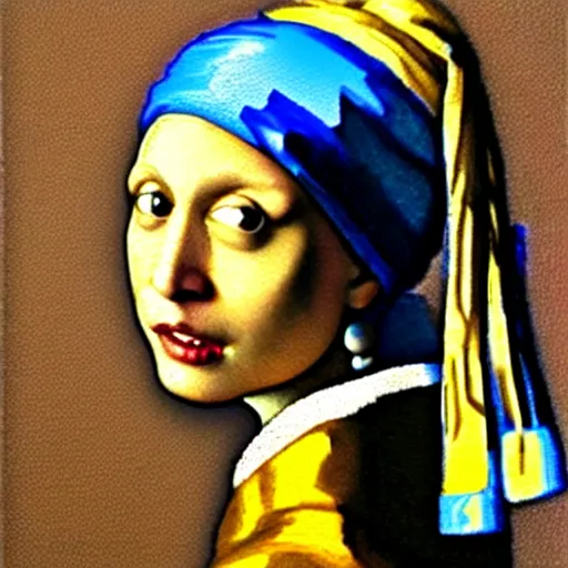 Image similar to aoc with a pearl earring, painting by vermeer