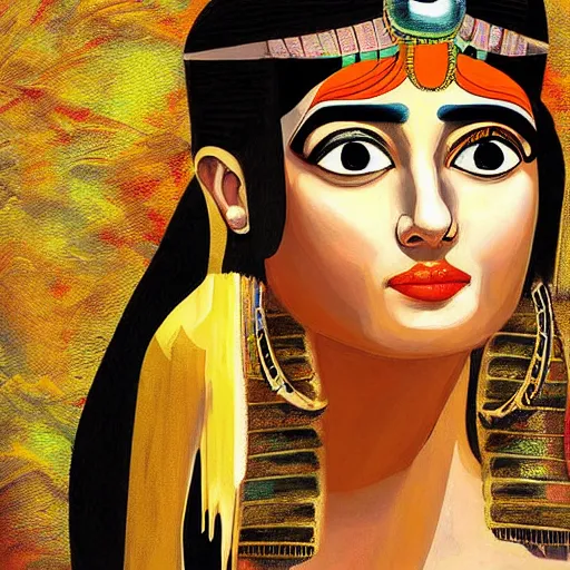 Image similar to amazing painting of Cleopatra, NFT, art style by Monalisa