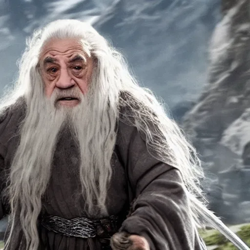 Prompt: movie still of danny devito starring as gandalf the white in the 2 0 2 4 lord of the rings movie, full body, hyper realistic, high quality