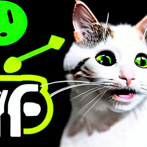 Image similar to Youtube clickbait thumbnail of cats reacting to cybernetic mice