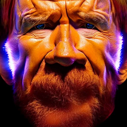 Image similar to uhd candid photo of cosmic chuck norris powering up, glowing, global illumination, studio lighting, radiant light, hyperdetailed, correct face, elaborate intricate costume. photo by annie leibowitz