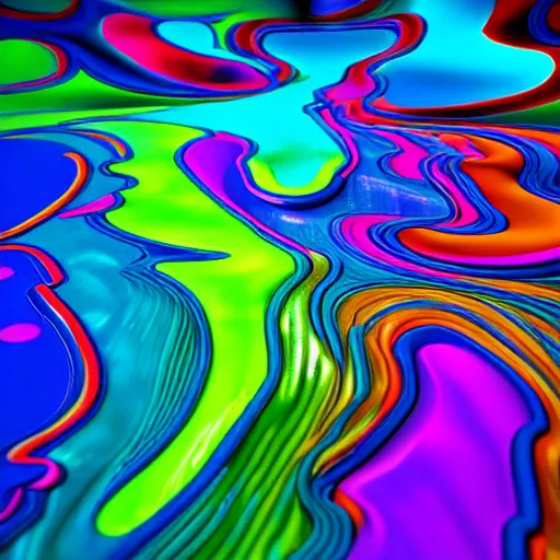 Image similar to : colorful abstract fluid sculpture art on the wall in modern architecture studio, cinematic lighting, hyper - realistic, detailed, render by c 4 d octane, unreal engine, 8 k 3 d render