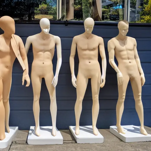 Prompt: melting male mannequins