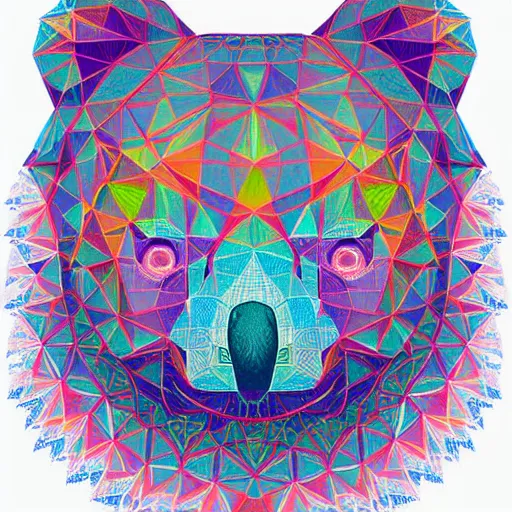 Image similar to a technicolor illustration of a koala made of polygons in geometric kaleidoscopic colors trending on artstation 4 k intricate extremely detailed digital art