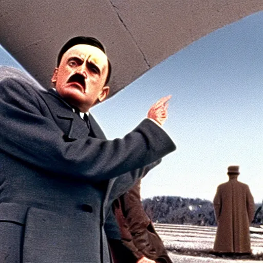 Image similar to a film still of hitler in the truman show