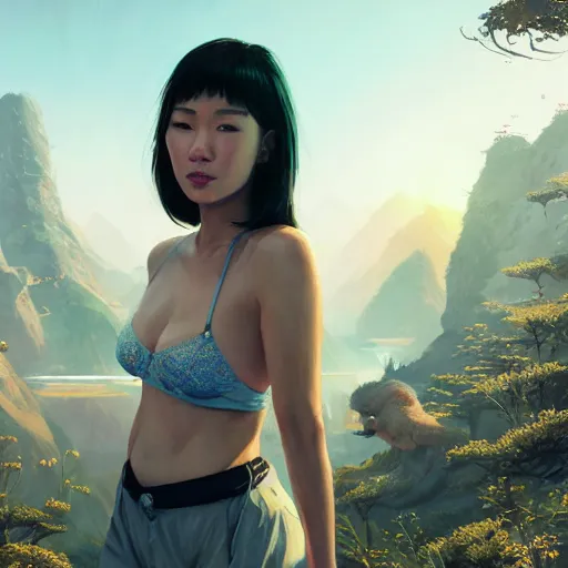 Prompt: highly detailed portrait, sexy asian woman, in gta v, stephen bliss, unreal engine, fantasy art by greg rutkowski, loish, rhads, ferdinand knab, makoto shinkai and lois van baarle, ilya kuvshinov, rossdraws, tom bagshaw, global illumination, radiant light, detailed and intricate environment