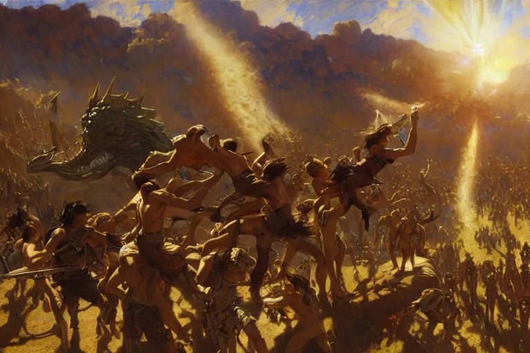 Prompt: attack on titans, bright sunlight, painting by gaston bussiere, craig mullins, j. c. leyendecker, vibrant colors and hard shadows and strong rim light