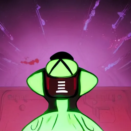 Image similar to elon musk as invader zim, move still, cinematic lighting