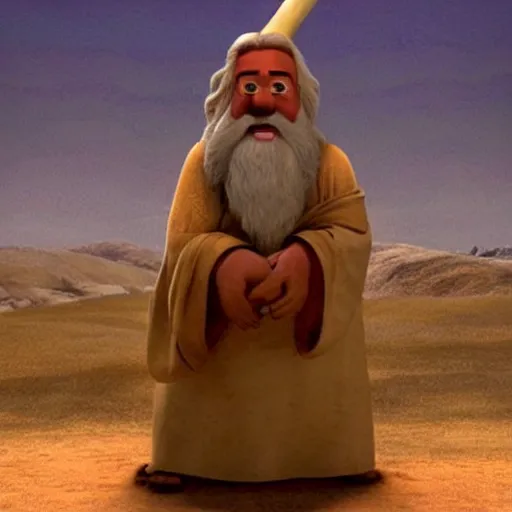 Prompt: Moses from the Bible as seen in Disney Pixar's Up (2009)