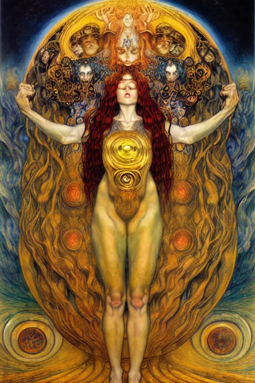 Image similar to Divine Chaos Engine by Karol Bak, Jean Delville, William Blake, Gustav Klimt, and Vincent Van Gogh, symbolist, visionary