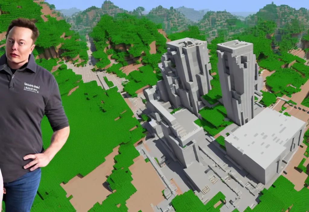 Image similar to elon musk in minecraft, elon musk in the video game minecraft, gameplay screenshot, close up, 3 d rendering. unreal engine. amazing likeness. very detailed.