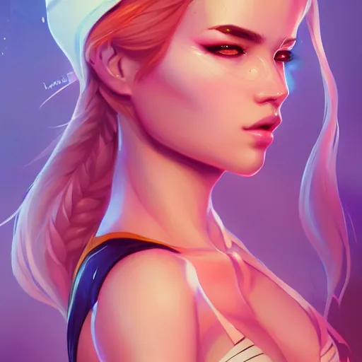 Image similar to a portrait of a beautiful bikini model, art by lois van baarle and loish and ross tran and rossdraws and sam yang and samdoesarts and artgerm, digital art, highly detailed, intricate, sharp focus, Trending on Artstation HQ, deviantart, unreal engine 5, 4K UHD image