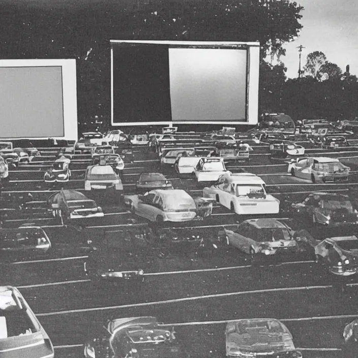 Prompt: level 1 of the original super mario bros. being played at a drive - in movie theater, movie still