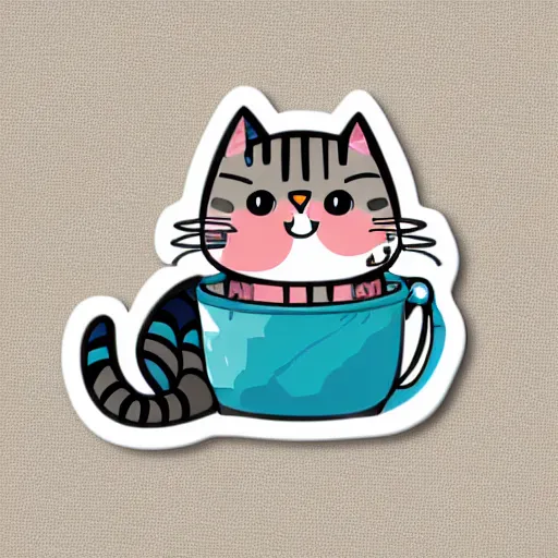 Image similar to Kawaii Cat, sticker illustration