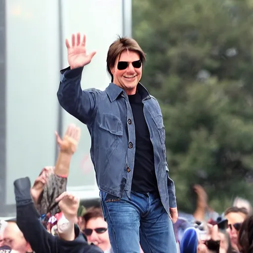 Image similar to Tom Cruise waving to fans