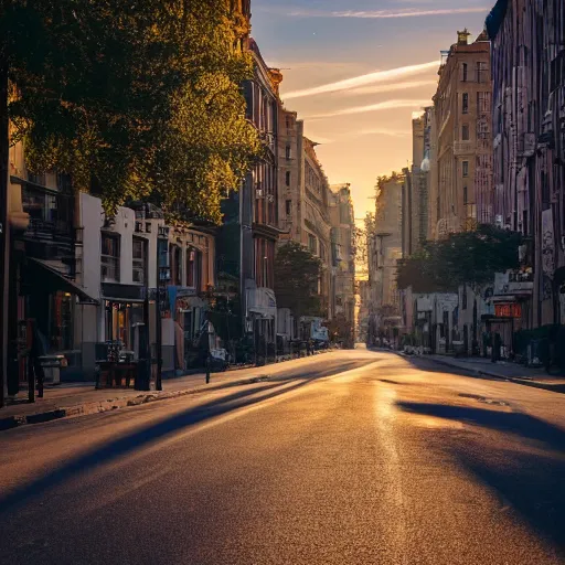 Image similar to beautiful photograph of a street during a golden hour