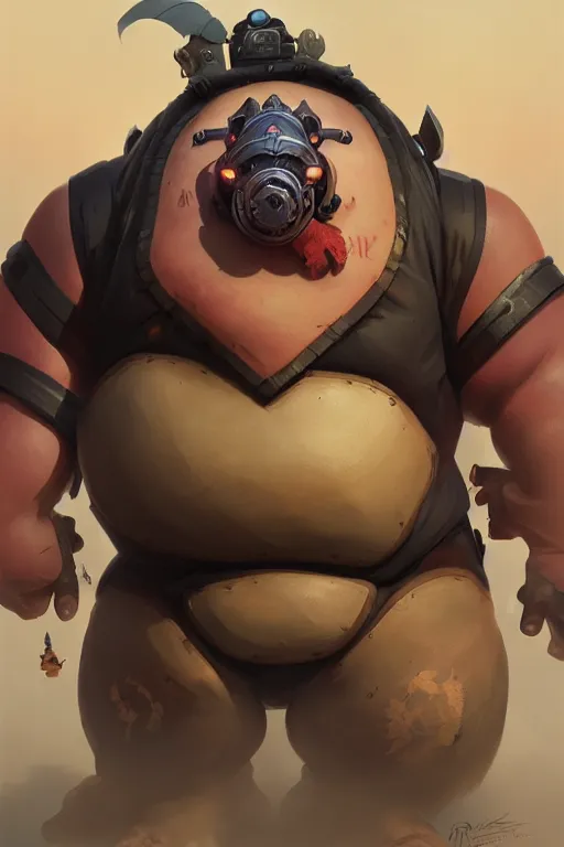 Image similar to roadhog from overwatch, highly detailed, digital painting, artstation, concept art, sharp focus, illustration, art by greg rutkowski and alphonse mucha