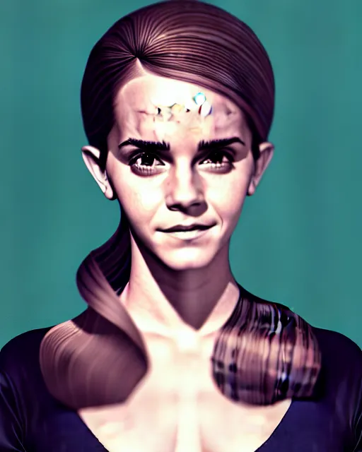 Image similar to beautiful full body Emma Watson realistic portrait, symmetrical, goofy smiling illustration by lois van baarle and loish and ross tran and rossdraws and sam yang and samdoesarts and artgerm, digital art, highly detailed, intricate, sharp focus, Trending on Artstation HQ, deviantart