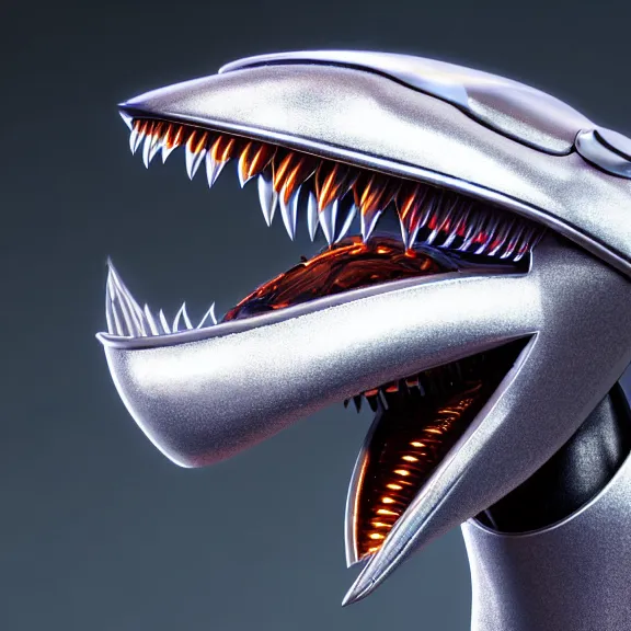 Prompt: close up headshot of a cute beautiful stunning anthropomorphic female robot dragon, with sleek silver metal armor, glowing OLED visor, facing the camera, looking at you, camera looking into high quality maw open and about to eat you, food pov, the open maw being highly detailed and soft, soft tongue, detailed esophagus, highly detailed digital art, furry art, anthro art, sci fi, warframe art, destiny art, high quality, 3D realistic, dragon mawshot, maw art, pov furry art, furry mawshot, macro art, dragon art, Furaffinity, Deviantart, Eka's Portal, G6