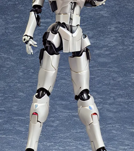 Image similar to Girl in mecha cyber Armor, portrait of the action figure of a girl, with bare legs，in the style of Kotobukiya ，anime figure