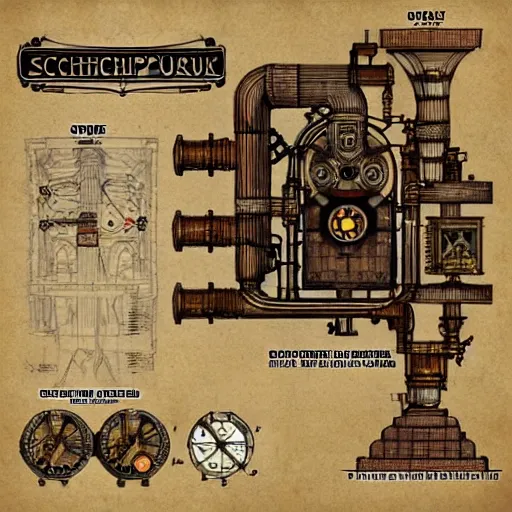 Image similar to schematics for a steampunk time machine