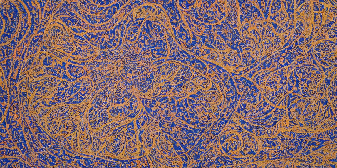 Prompt: Abstract horizontal tapestry, Alhambra cathedral