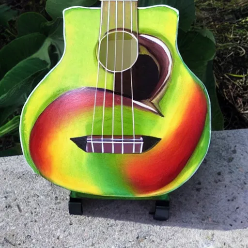 Prompt: avocado ukulele painted by michelangelo