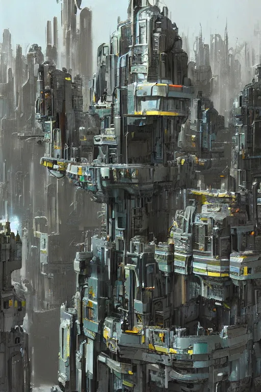 Image similar to A very detailed sci fi blender 3d model of future city,shop, by john berkey, trending on artstation