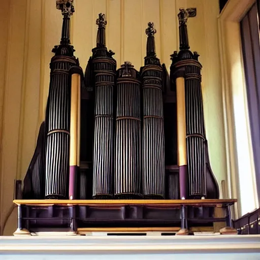 Prompt: pipe organ composed entirely of dark smoke